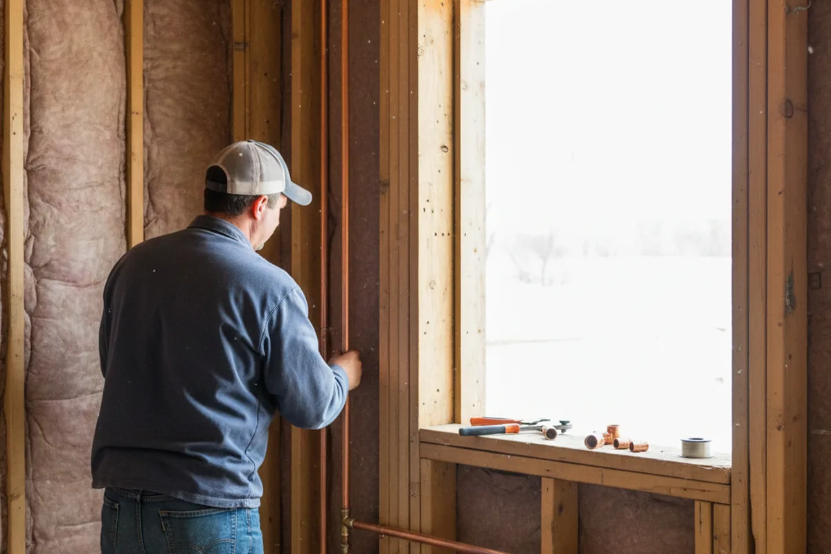 Licensed plumber running new copper supply lines in a Dickerson home